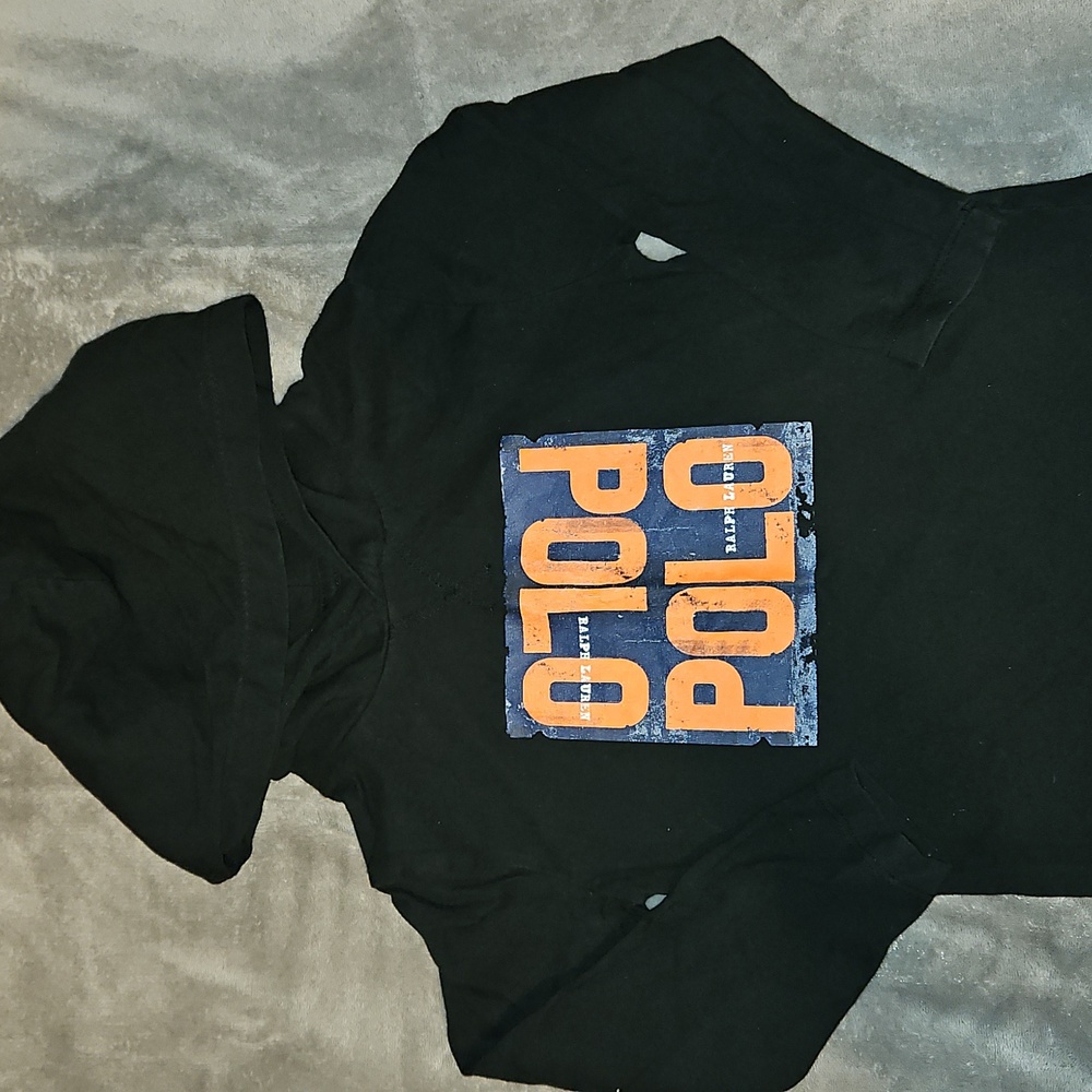 Polo Ralph Lauren Black Hoodie with Orange Logo